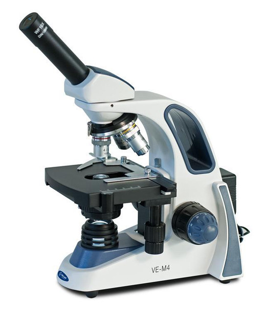 Velab VE-M4 Intermediate Biological Monocular Microscope, Triple Nose Piece, 5.11” x 5.11” 2-Layer Stage