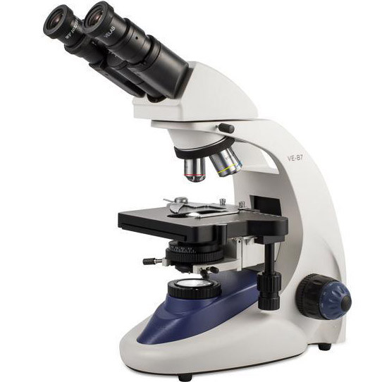 Velab VE-B7 Intermediate Binocular Siedentopf Microscope, Quadruple Nose Piece, 5.90” x 5.19” Double Plate