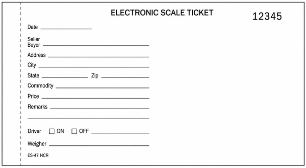 Electronic 3-Part Numbered Scale Tickets – ES-47 NCR,