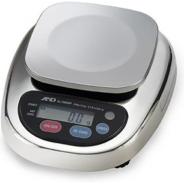 A&D HL-3000WPN Compact Waterproof Scale, NTEP Certified, 3000g Capacity, Stainless Steel Platform – Precision Digital Bench Scale for Industrial, Food & Laboratory Use