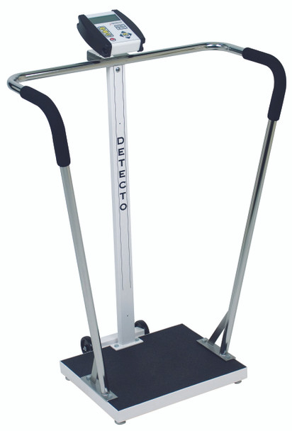 Detecto 6855-AC Bariatric Scale with Handrail, 600 lb x 0.2 lb, LCD Display, RS232, EMR/EHR Ready, with AC Adapter