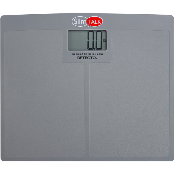 Detecto SlimTalk Talking Bathroom Scale, English/Spanish, 400 lb x 0.1 lb