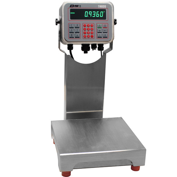 B-Tek 912-5652 AquaShield Max Washdown Bench Scale w/ T403S, 20 lb x 0.005 lb, 10 in x 10 in Stainless Steel IP69K, NTEP