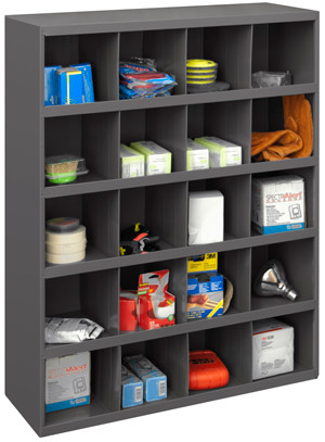 Durham 351-95, 12" Deep Parts Bin with Slope Shelf Design with 20 Openings