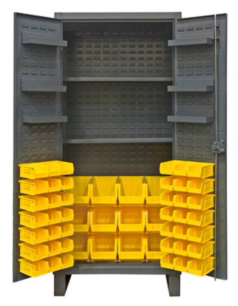 Durham HDC36-60-2S6D-95, 12 Gauge Cabinet w/ 60 Yellow Hook on Bins, 36"x24"x78" Durham HDC36-60-2S6D-95, 12 Gauge Cabinet w/ 60 Yellow Hook on Bins, 36"x24"x78"