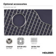 Houzer PCB-1750 Porcela 17" Porcelain Enamel Steel Undermount Single Bowl Bar Sink