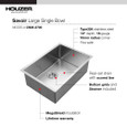Houzer CNM-2700 Savior 27" Stainless Steel Undermount Single Bowl Kitchen Sink with Strainer & Grid