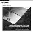 Houzer CNM-2700 Savior 27" Stainless Steel Undermount Single Bowl Kitchen Sink with Strainer & Grid