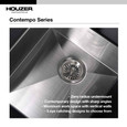 Houzer CTD-3350 Contempo 33" Stainless Steel Undermount 50/50 Double Bowl Kitchen Sink with Strainers & Grids