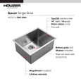 Houzer CNS-2300 Savior 23" Stainless Steel Undermount Single Bowl Kitchen Sink with Strainer & Grid Houzer CNS-2300 Savior 23" Stainless Steel Undermount Single Bowl Kitchen Sink with Strainer & Grid