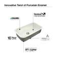 Houzer PCG-3600 Porcela 31" Porcelain Enamel Steel Undermount Single Bowl Kitchen Sink
