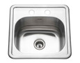 Houzer 1515-6BS Hospitality 15" Stainless Steel Drop-in Topmount 2-hole Bar & Prep Sink Houzer 1515-6BS Hospitality 15" Stainless Steel Drop-in Topmount 2-hole Bar & Prep Sink