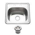 Houzer 1515-6BS Hospitality 15" Stainless Steel Drop-in Topmount 2-hole Bar & Prep Sink Houzer 1515-6BS Hospitality 15" Stainless Steel Drop-in Topmount 2-hole Bar & Prep Sink