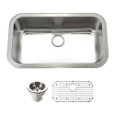 Houzer BSG-3018 Belleo 32" Stainless Steel Drop-in Topmount Single Bowl Kitchen Sink with Strainer & Grid