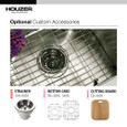Houzer EC-3208S Elite 32" Stainless Steel Undermount 60/40 Double Bowl Kitchen Sink with Strainer