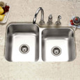 Houzer EC-3208S Elite 32" Stainless Steel Undermount 60/40 Double Bowl Kitchen Sink with Strainer