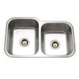 Houzer EC-3208S Elite 32" Stainless Steel Undermount 60/40 Double Bowl Kitchen Sink with Strainer