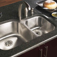 Houzer MC-3210S Medallion 32" Stainless Steel Undermount 70/30 Double Bowl Kitchen Sink with Strainers & Colander