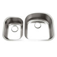 Houzer STC-2200S Eston 32" Stainless Steel Undermount 70/30 Double Bowl Offset Kitchen Sink