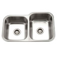 Houzer MEC-3220S Medallion Classic 32" Stainless Steel Undermount 60/40 Double Bowl Kitchen Sink with Strainers