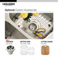 Houzer MEC-3220S Medallion Classic 32" Stainless Steel Undermount 60/40 Double Bowl Kitchen Sink with Strainers