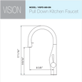 Houzer VISPD-869 Vision Hidden Pull Down Kitchen Faucet with CeraDox Technology