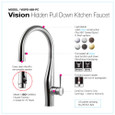 Houzer VISPD-869 Vision Hidden Pull Down Kitchen Faucet with CeraDox Technology