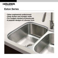 Houzer STE-2300S Eston 31" Stainless Steel Undermount 60/40 Double Bowl Offset Kitchen Sink