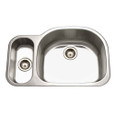 Houzer MG-3209S Medallion 32" Stainless Steel Undermount 80/20 Double Bowl Kitchen Sink with Strainers & Colander