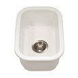 Houzer PTB-1318 Platus 13" Fireclay Undermount Single Bowl Bar Sink with Strainer & Grid