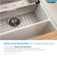 Houzer PTW-3320SD Aspire 33" Fireclay Farmhouse Apron Front 50/50 Double Bowl Workstation Sink with Accessories Houzer PTW-3320SD Aspire 33" Fireclay Farmhouse Apron Front 50/50 Double Bowl Workstation Sink with Accessories