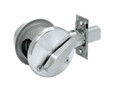 Falcon D241 Grade 2 single cylinder deadbolt - interior thumbturn side view, satin chrome finish