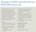 Dormakaba Dormakaba Simplex 8148 Mortise Mechanical Pushbutton Passage Lever Lock with Key Override, Lockout and Deadbolt DOR-8148