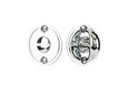 Emtek 828TP Classic Thumbturn Privacy Bolt in Polished Chrome (US26) — front and back views