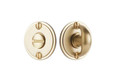 Emtek 828TP Classic Thumbturn Privacy Bolt in Satin Brass (US4) — front and back views