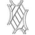 B-Line HORIZONTAL EXPANDING/REDUCING CROSS, SERIES 2,3,4&5, 3" / 4" HEIGHT, 42" TO 18" WIDTH, 24" RADIUS, ALUMINUM
