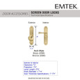 Emtek 2290 Screen Door Locks - Arch Style - Solid Brass or Sandcast Bronze