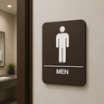 Don-Jo HS-9060-02 ADA Men's Room Door Sign in Brown Plastic, 9" x 6"