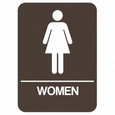 Don-Jo HS-9060-04 ADA Women's Room Sign in Brown Plastic, 9" x 6"