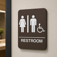Don-Jo HS-9060-32 ADA Sign Women/Men/Handicap in Brown Plastic, 9" x 6"