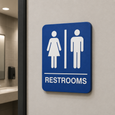 Don-Jo HS-9070-03 ADA Restroom Sign in Blue Plastic, 9" x 6"