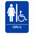 Don-Jo HS-9070-08 ADA Sign Girls/Handicap in Blue Plastic Finish