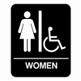 Don-Jo HS-9090-05 ADA Women's/Handicap Door Sign in Black Plastic