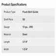 Don-Jo FBG-1-SQ Flush Bolt Guide 3-1/4" x 1-3/4" in 13 Gauge Steel