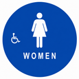 Don-Jo CHS-2 Title 24 Women's Restroom Sign 12" Diameter in Blue with Braille