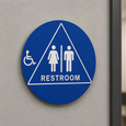 Don-Jo CHS-3 Title 24 Restroom Sign 12" Diameter in Blue with Raised Lettering and Braille