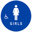 Don-Jo CHS-5 Title 24 Girls Restroom Door Sign 12" Diameter in Blue with Braille