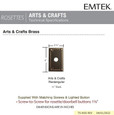 Emtek 2451 Arts & Crafts Brass Doorbell with Plate & Button - Arts & Crafts Rosette