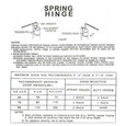 Emtek Spring Hinge installation and tension adjustment instructions - hex wrench procedure, maximum door size 3'-0" x 7'-0", door weight and hinge quantity selection table