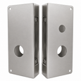 Don-Jo 9080-CW wrap around plate, 5-1/8" x 12", 2-3/4" backset, Satin Stainless Steel finish, front and back view